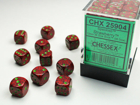Chessex: Speckled Strawberry 12mm D6 Dice Block (36 dice)
