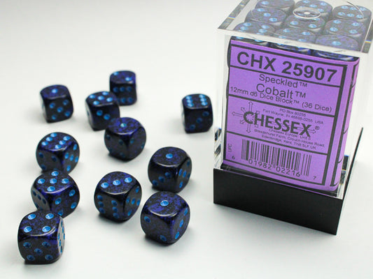 Chessex: Speckled Cobalt 12mm D6 Dice Block (36 dice)