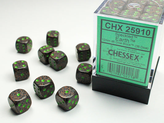 Chessex: Speckled Earth 12mm D6 Dice Block (36 dice)
