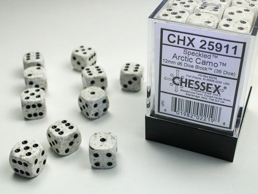 Chessex: Speckled Artic Camo 12mm D6 Dice Block (36 dice)