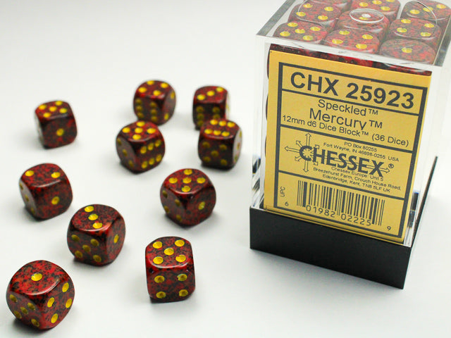 Chessex: Speckled Mercury 12mm D6 Dice Block (36 dice)