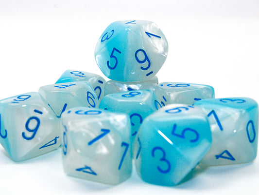 Chessex Gemini Pearl Turquoise-White/blue Set of Ten d10
