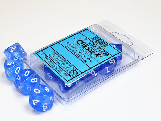 Borealis Sky Blue/white Set of Ten d10s