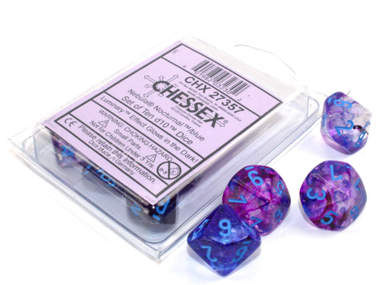 Nebula Nocturnal/blue Luminary Set of Ten d10s