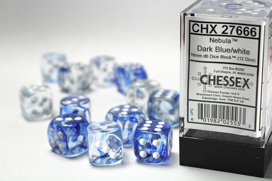 Chessex Dark Blue/white 16mm dice block