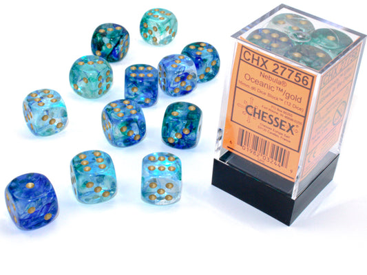 Chessex: Nebula Oceanic Gold 16mm d6 Dice Block