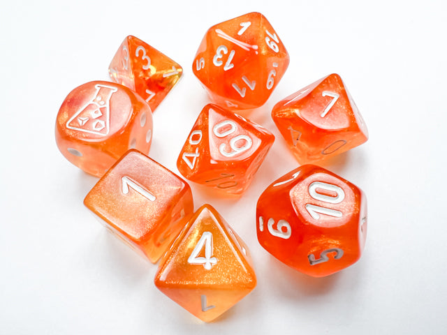 7-Set Tube Lab Dice Blood Orange/white Luminary