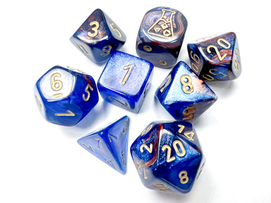 7-Set Tube Lab Dice Azurite/gold