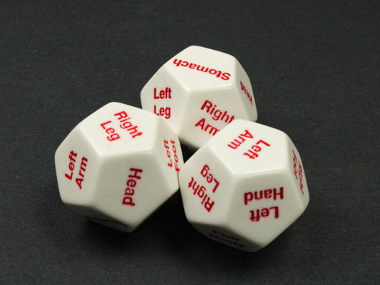 Hit Location (Body Parts) d12 w/red paint