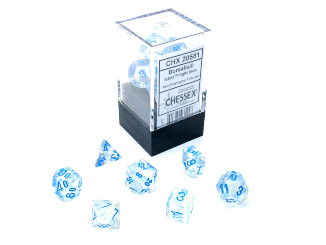 Borealis Mini Polyhedral 7 Die Set Icicle/Light Blue Luminary