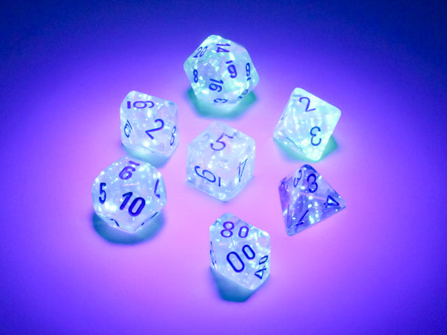 Borealis Mini Polyhedral 7 Die Set Icicle/Light Blue Luminary