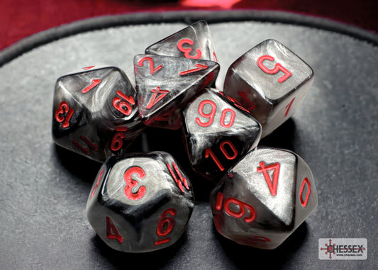 Chessex: Velvet® Mini-Polyhedral Black/red 7-Die Set