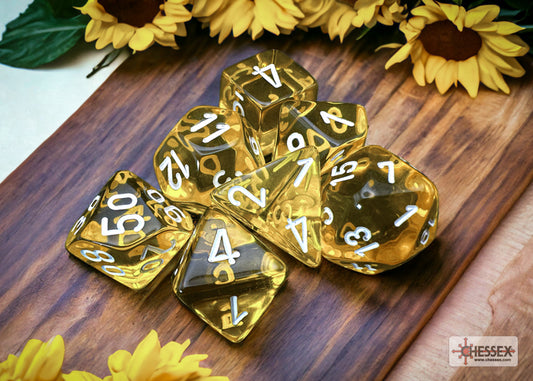 Chessex: Translucent Polyhedral Yellow/White 7-Die Set