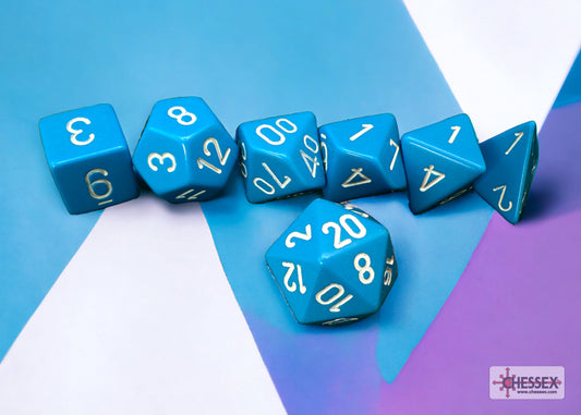 Chessex: Opaque Light Blue/White 7-Die Set