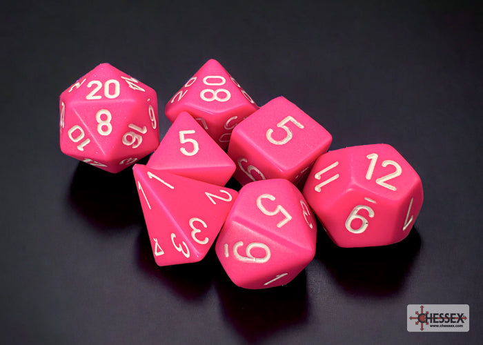 Chessex: Opaque Pink/white 7-Die Set