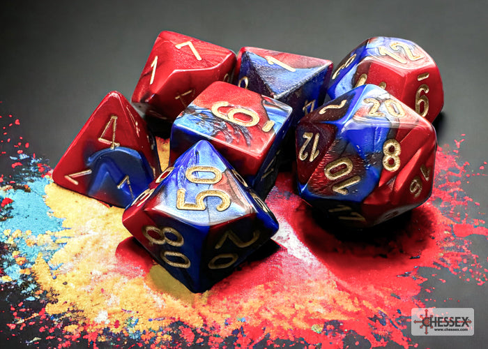 Chessex: Gemini Blue-Red/Gold 7-Die Set