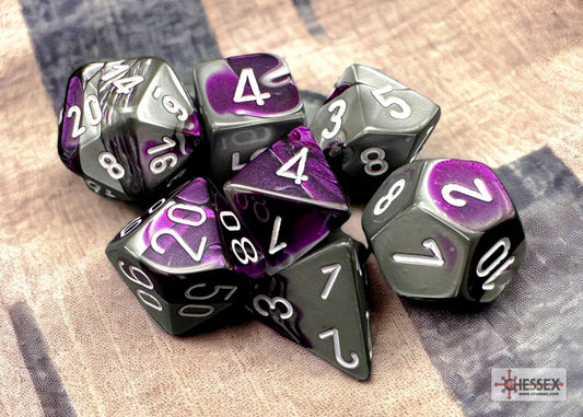 Chessex: Gemini Purple-Steel/White 7-Die Set