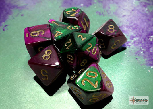Chessex: Gemini Green-Purple/Gold 7-Die Set