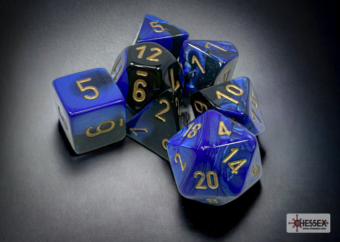 Chessex: Gemini Black-Blue/Gold 7-Die Set