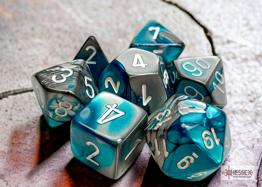 Chessex: Gemini Steel-Teal w/ White 7-Die Set