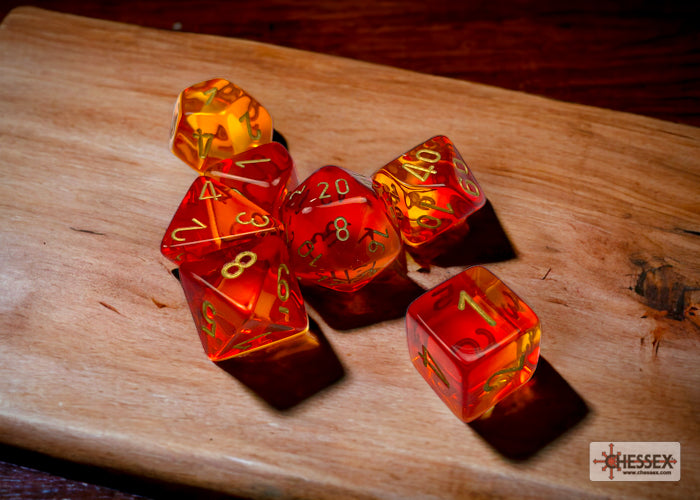 Gemini Translucent Red-Yellow/Gold 7-Die Set
