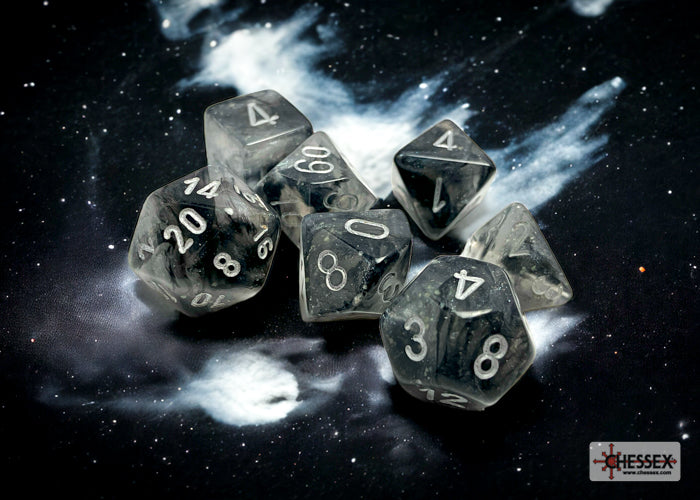 Chessex: Borealis Polyhedral Light Smoke/silver Luminary 7-Die Set