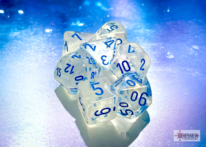 Chessex: Borealis Polyhedral Icicle/light blue Luminary 7-Die Set