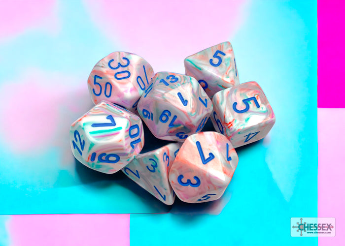 Chessex: Festive Pop-art/ Blue 7-Die Set