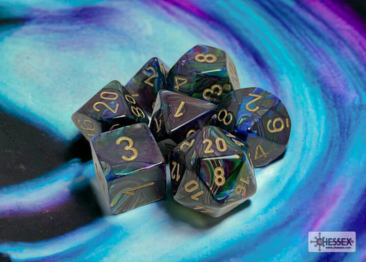 Chessex: Lustrous Shadow/Gold 7-Die Set