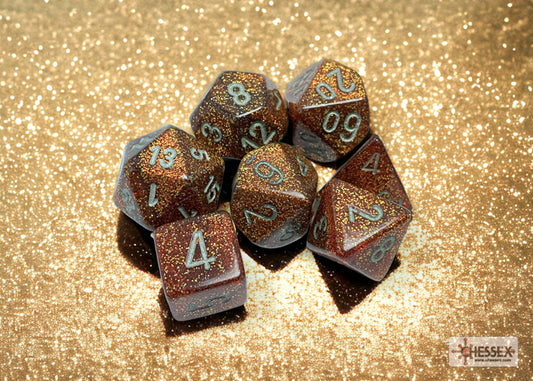 Chessex: Glitter Gold w/ Silver 7-Die Set
