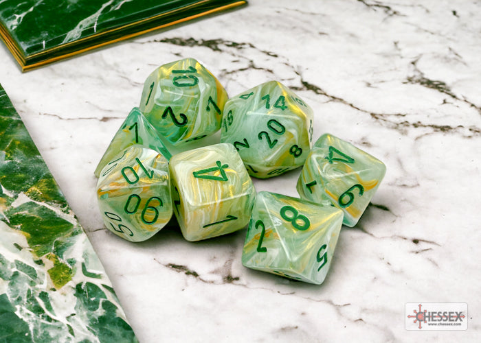 Chessex: Marble Green/Dark Green 7-Die Set