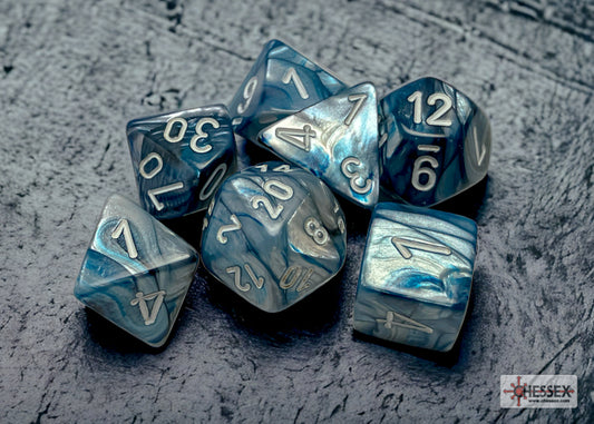 Chessex: Lustrous Slate/White 7-Die Set