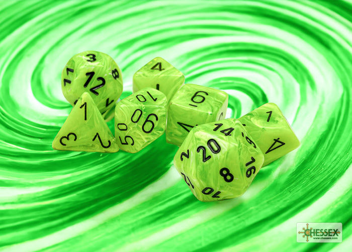 Chessex: Vortex Bright Green/Black 7-Die Set