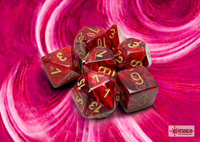 Chessex: Vortex Burgandy/Gold 7-Die Set