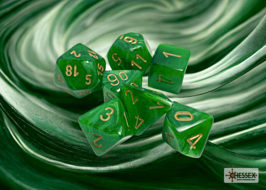 Chessex: Vortex Green/Gold 7-Die Set
