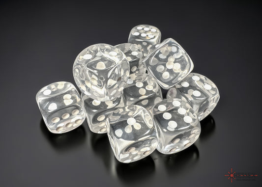Chessex: Translucent 16mm D6 Clear Dice Block (12 dice)
