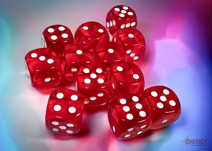 Chessex: Translucent 16mm D6 Red Dice Block (12 dice)