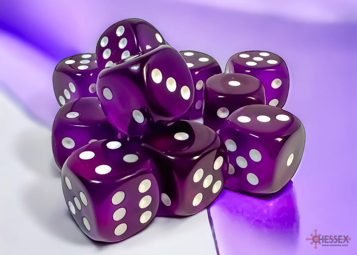 Chessex: Translucent 16mm D6 Purple/White Dice (12 dice)