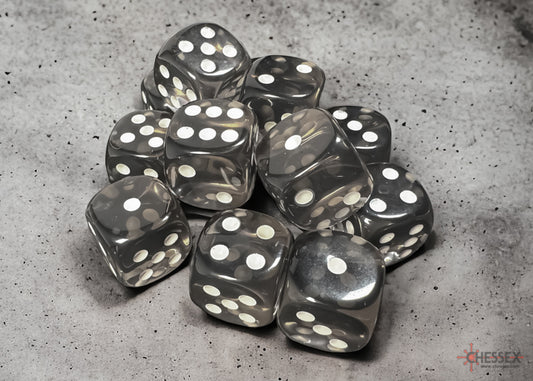 Chessex: Translucent 16mm D6 Smoke Dice Block (12 dice)
