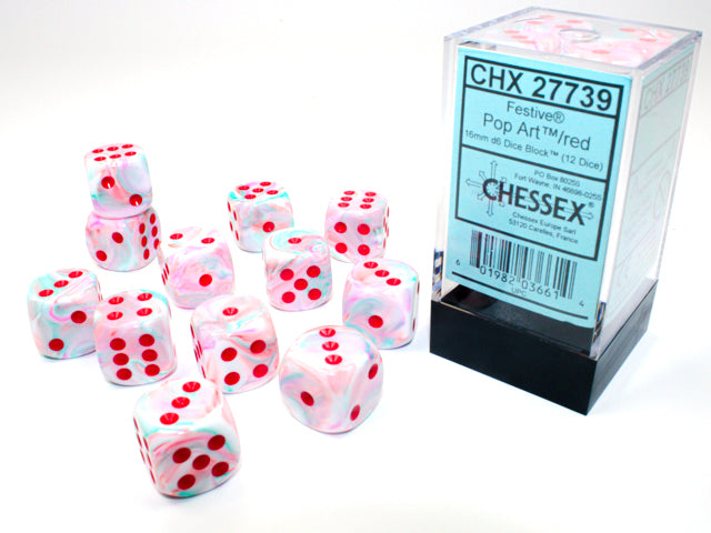 Chessex Pop Art/red 16mm dice block