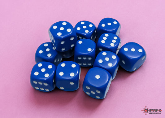 Chessex: Opaque 16mm D6 Blue/Black Dice Block (12 dice)
