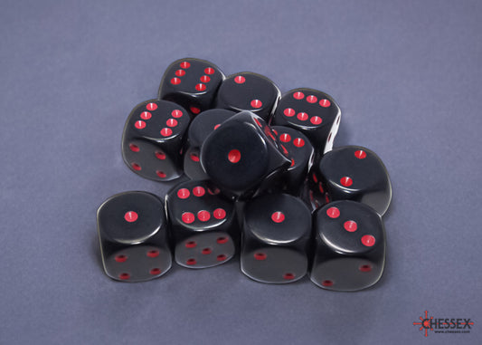 Chessex: Opaque 16mm D6 Black/Red Dice Block (12 dice)
