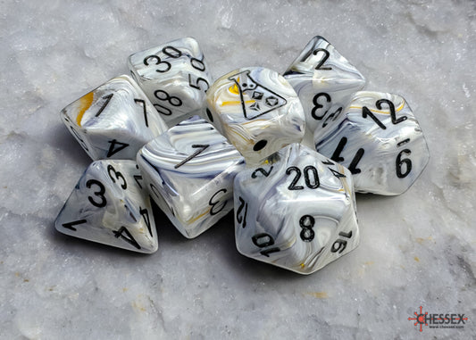 Chessex: Marble Calcite/blue Polyhedral 7-Dice Set