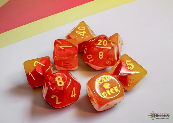 Chessex: Gemini Gellow-Red/yellow Polyhedral Luminary 7-Dice Set