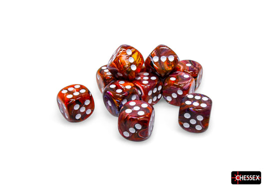 Festive Symphony/white 16mm d6 Dice Block (12 dice)