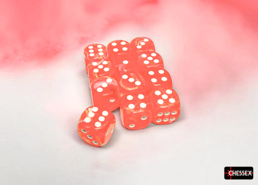 Festive Dahlia/white 16mm d6 Dice Block (12 dice)