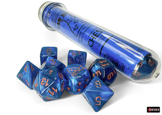 Borealis Midnight/copper Polyhedral 7-Dice Set (with bonus die)