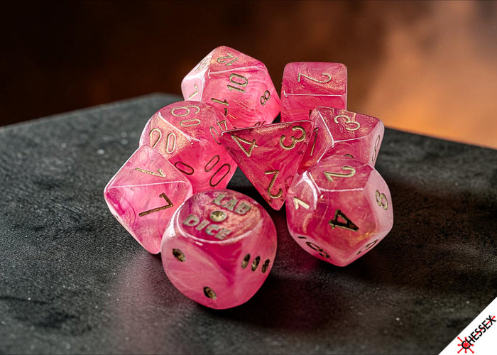 Shimmer Ignis/Gold Polyhedral 7-Dice Set (with bonus die)