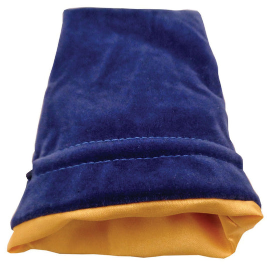 4in x 6in Blue Velvet Dice Bag with Gold Satin Lining