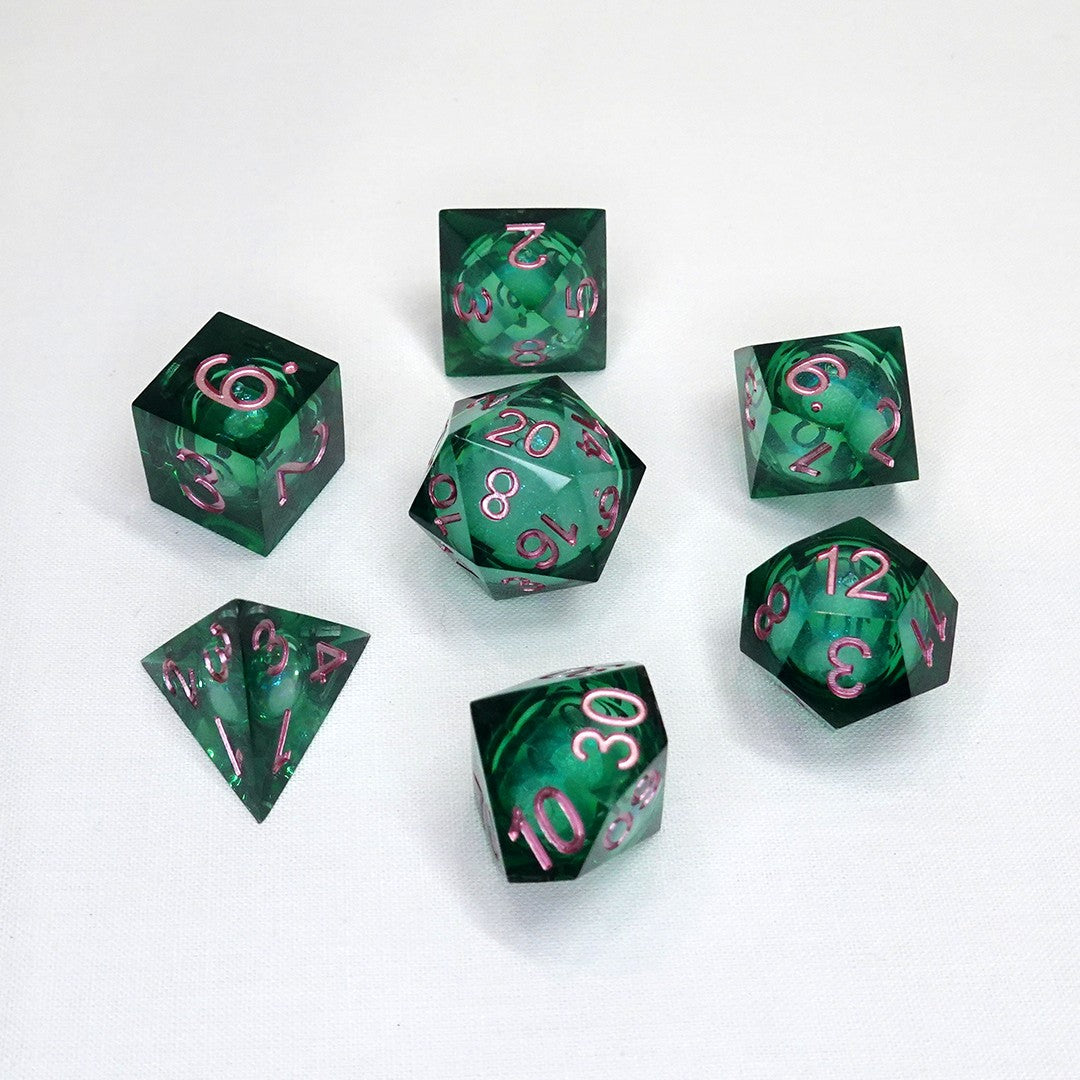 Chronicle RPG Accessories: 7CT Liquid Core - Molten Moss Polyhedral Dice Set